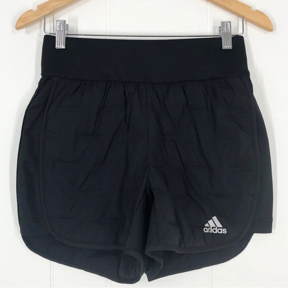 Adidas High Waisted Running Short X-City Padded Drawstring Pockets Size XS Black